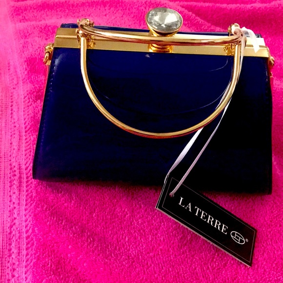 La Terre: Precious Lil Blue Hand Bag W/Bling - Picture 1 of 7
